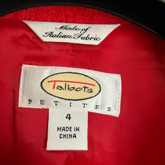 Talbots Red Italian Wool Blazer Women’s Size 4 Petite - Picture 2 of 3